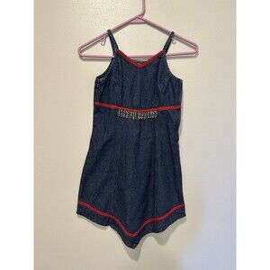 Route 66 Y2K Girls Denim Dress Beaded Sleeveless, Size 10
